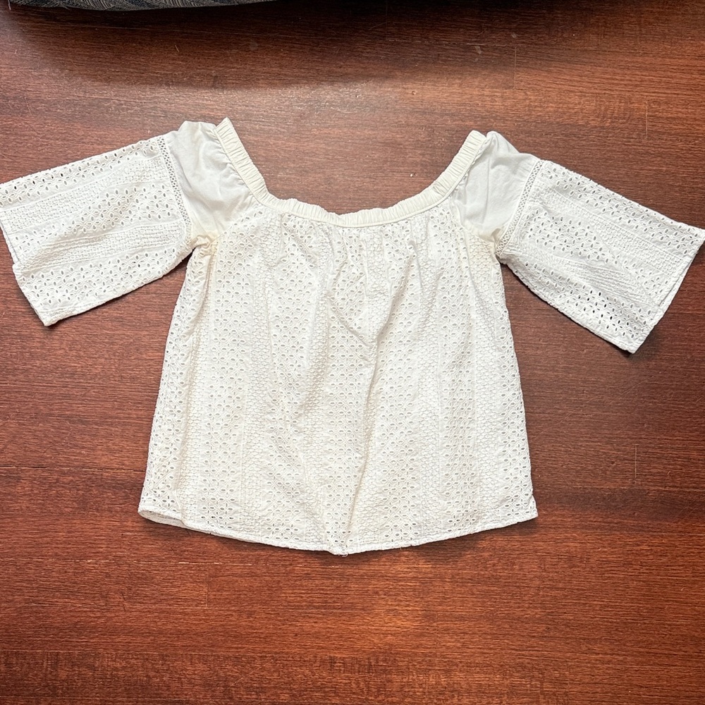 Abercrombie White Eyelet Off-Shoulder Top